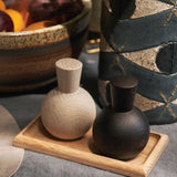 Lostine Home Kitchen Serving Salt and Pepper Shaker Set White and Dark Wash / 3.25" H X 2.5" D
