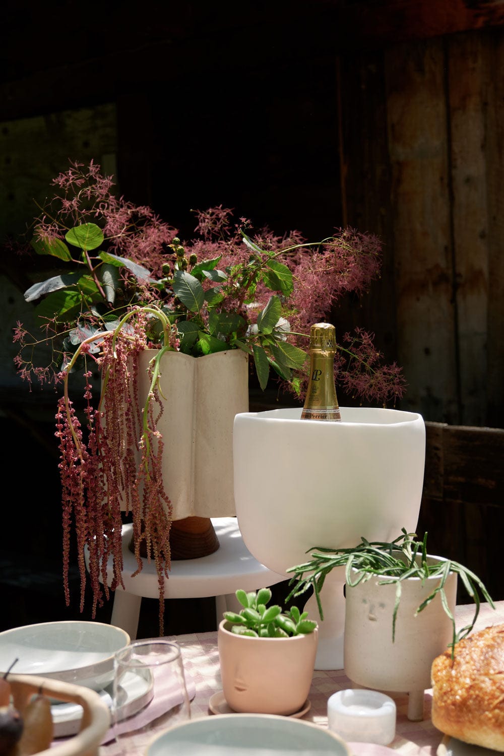 Tina Frey Designs Home Kitchen Serving Pedestal Champagne Bucket White / 10" D X 13" H