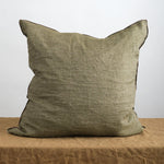 Maison De Vacances Home Pillows 26" X 26" Washed Linen Vice Versa Cushion in Kaki Kaki/Givre / 26" X 26"