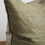 Maison De Vacances Home Pillows 26" X 26" Washed Linen Vice Versa Cushion in Kaki Kaki/Givre / 26" X 26"