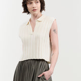 7115 by Szeki Apparel Womens Sweaters Collared Ribbed Vest