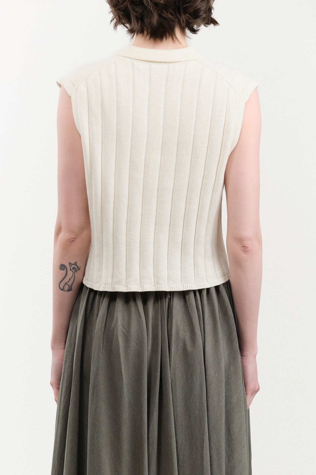 7115 by Szeki Apparel Womens Sweaters Collared Ribbed Vest