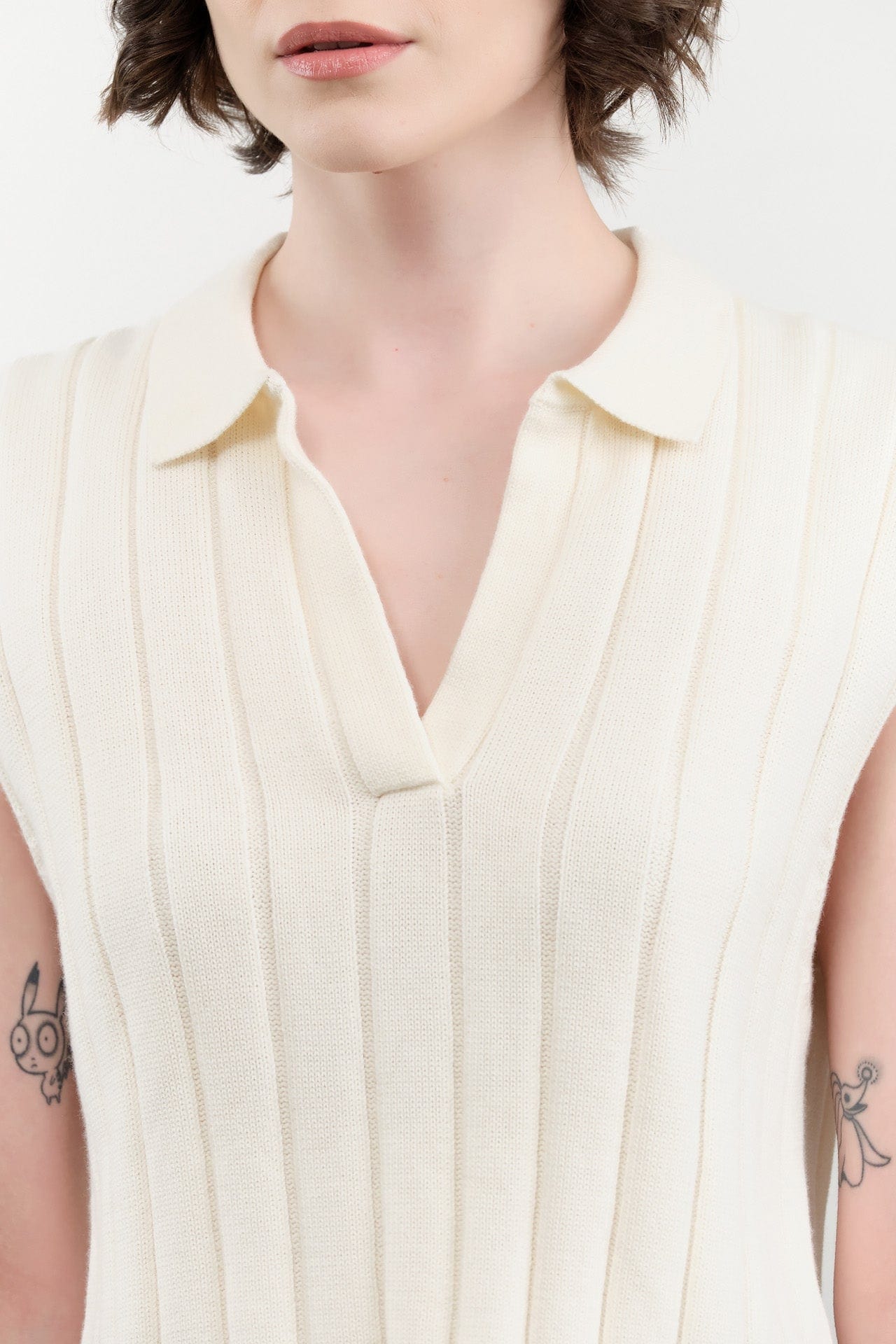 7115 by Szeki Apparel Womens Sweaters Collared Ribbed Vest