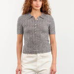 7115 by Szeki Apparel Womens Sweaters Collared Short Sleeves Top