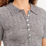 7115 by Szeki Apparel Womens Sweaters Collared Short Sleeves Top