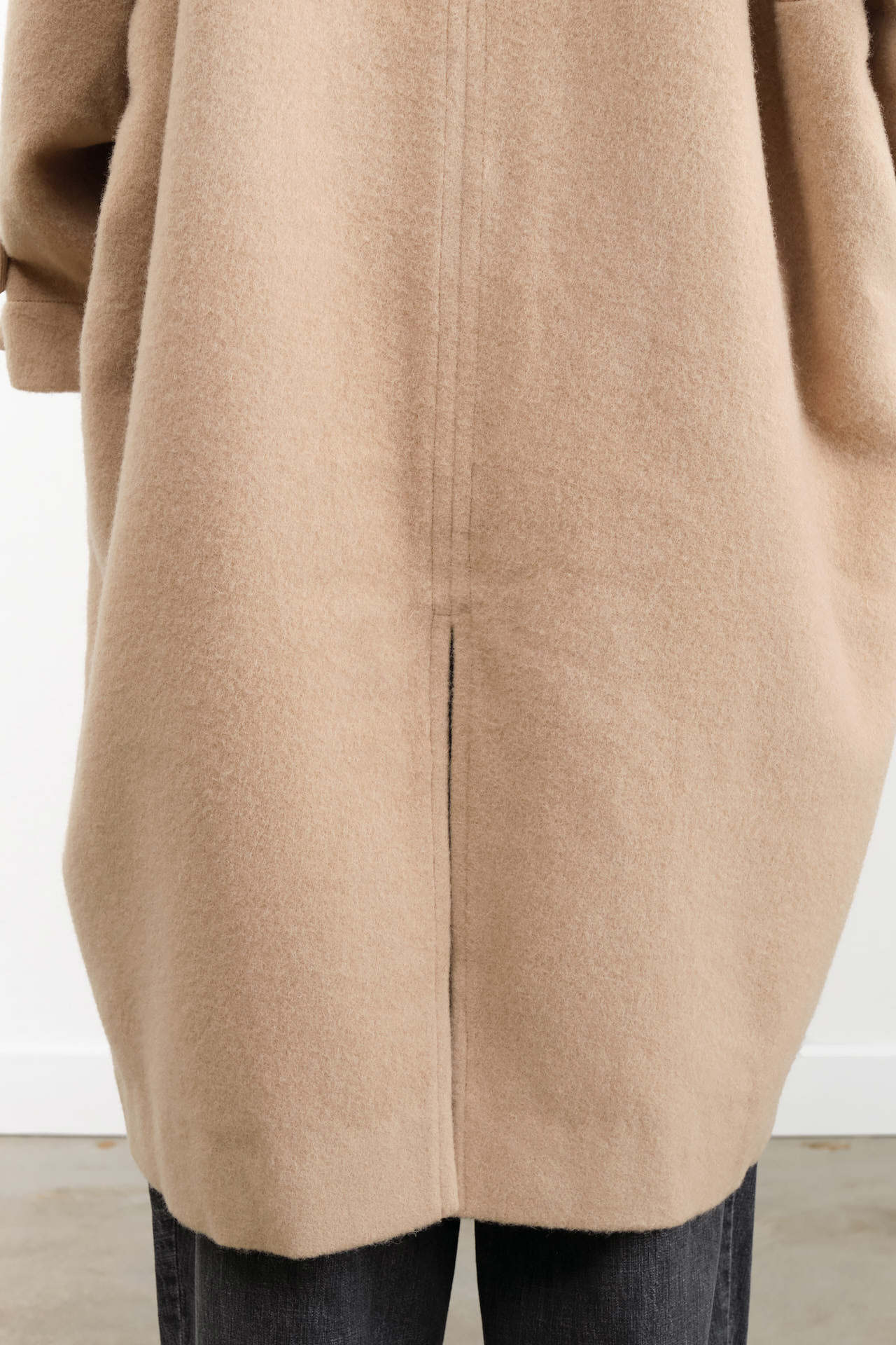 7115 by Szeki Apparel Womens Outerwear Cuffed Wool Coat in Desert Sand