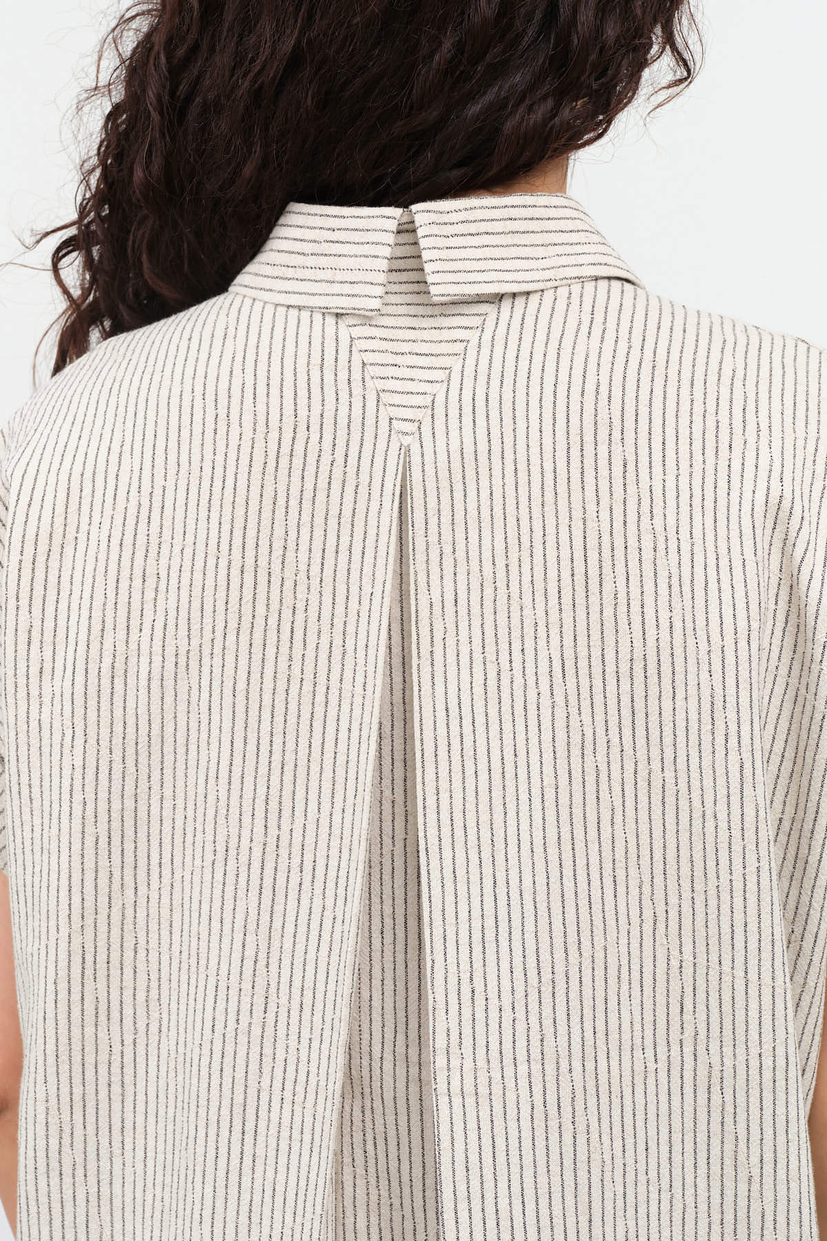 Rear collar view of Striped Shirt Maxi Dress