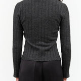 7115 by Szeki Apparel Womens Sweaters Yak V-Neck Long Sleeve Top in Charcoal