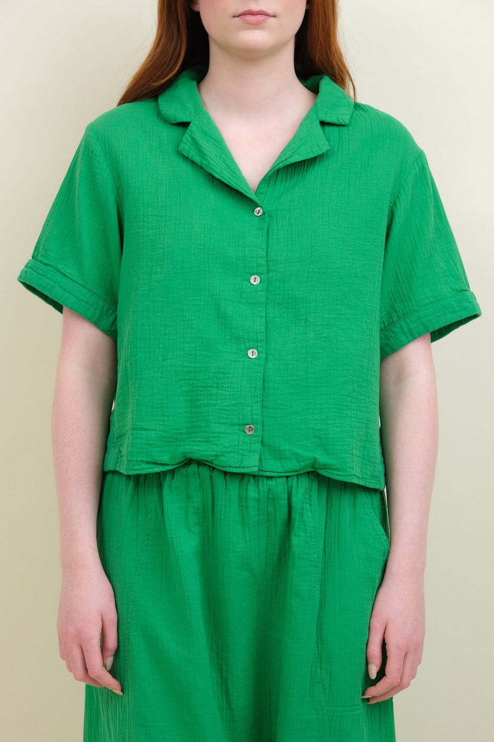 Front of Loraine Top in Fern Green