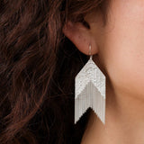 Hannah Keefe Jewelry Earrings Cue Earrings in Silver Silver / 1.75" L X 1" W