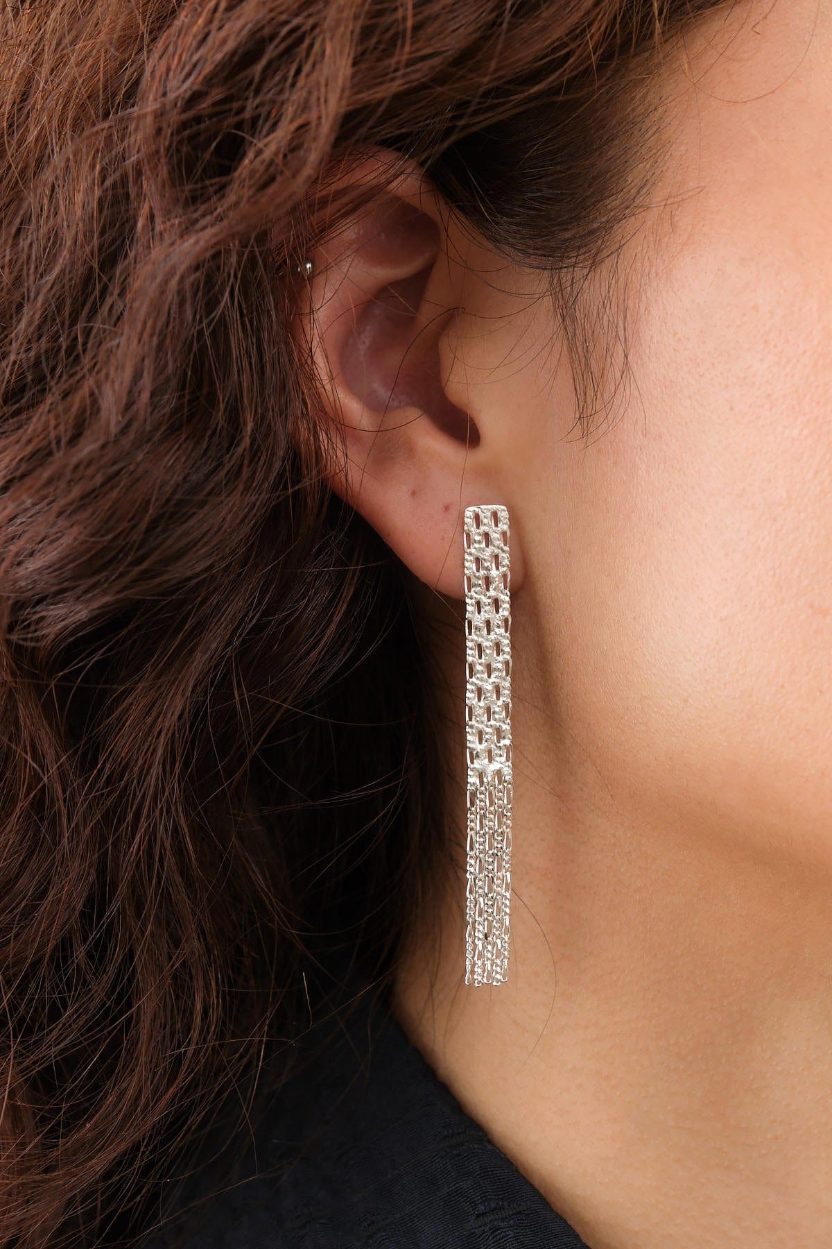 Hannah Keefe Jewelry Earrings Texture Earrings Silver / 2" L X 0.25" W