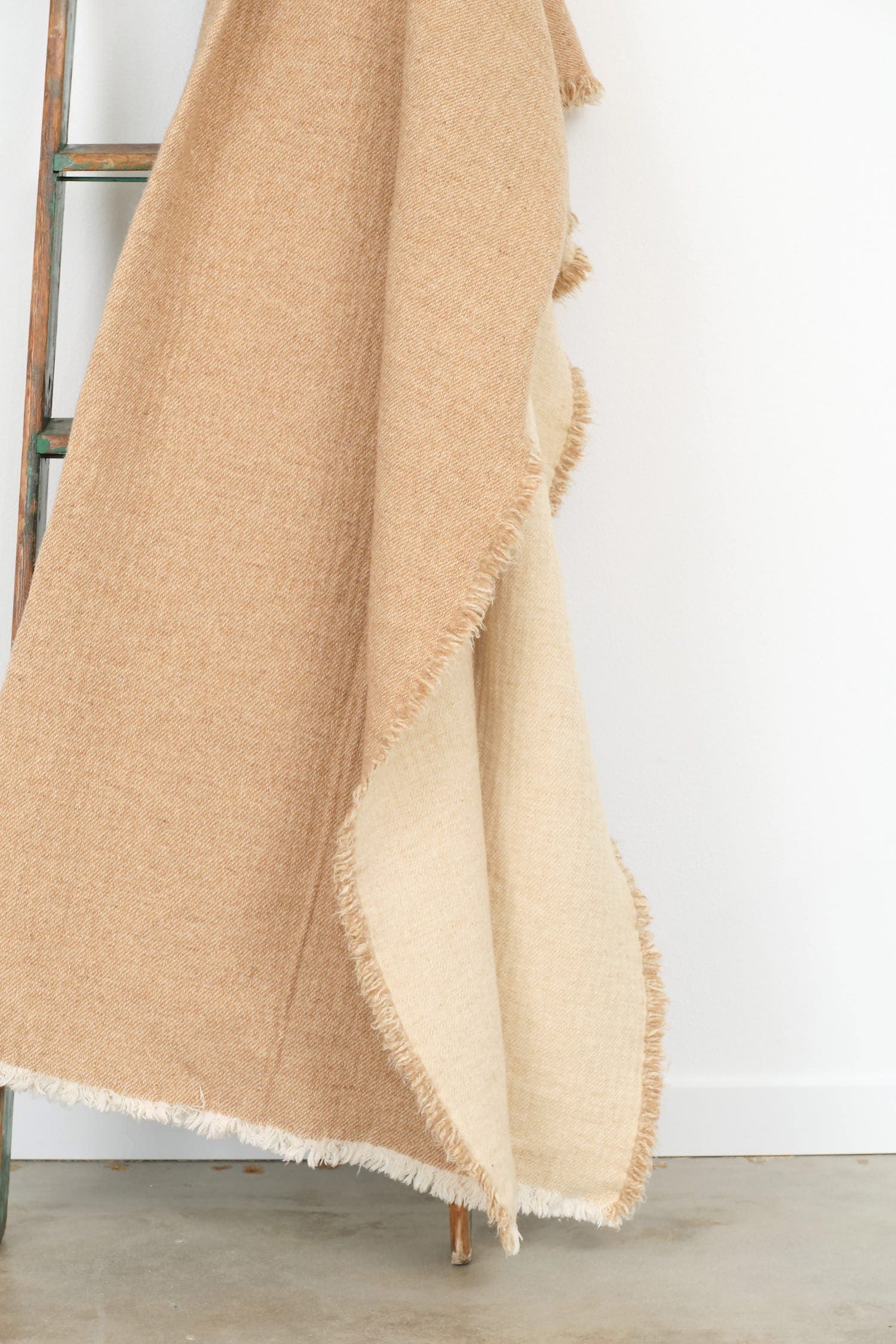 Maison De Vacances Home Throws Vice Versa Fringed Throw in Orgeat Orgeat / 59" X 98"