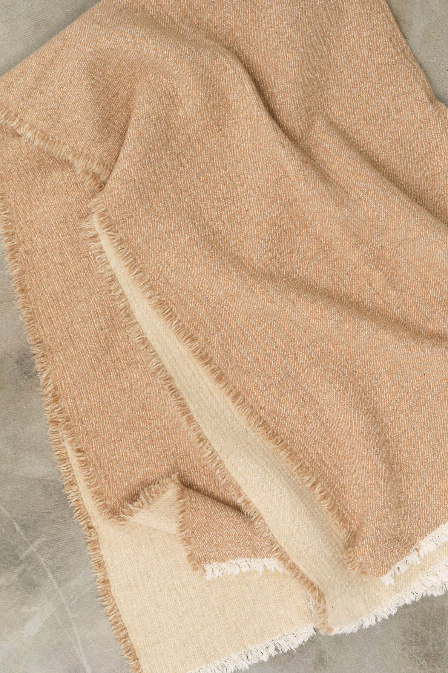 Maison De Vacances Home Throws Vice Versa Fringed Throw in Orgeat Orgeat / 59" X 98"