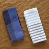 Yoshii Home Bath Textiles Linen Border Hand Towel in Navy Navy / 31.5" L x 13" W