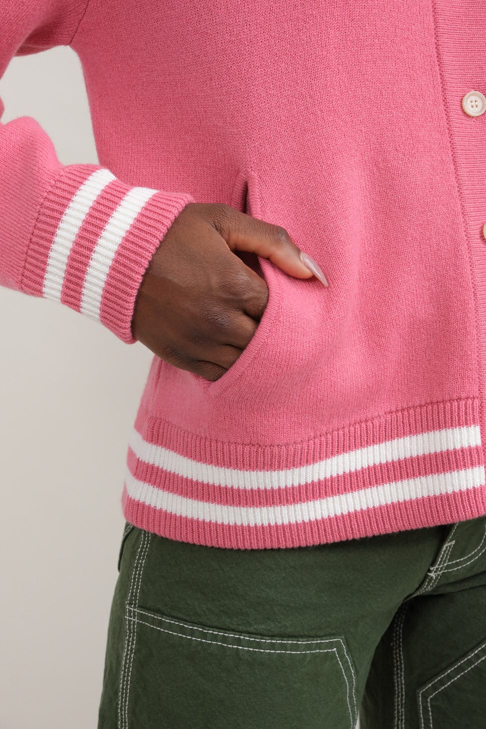Pocket on Cashmere Jacket in Pink
