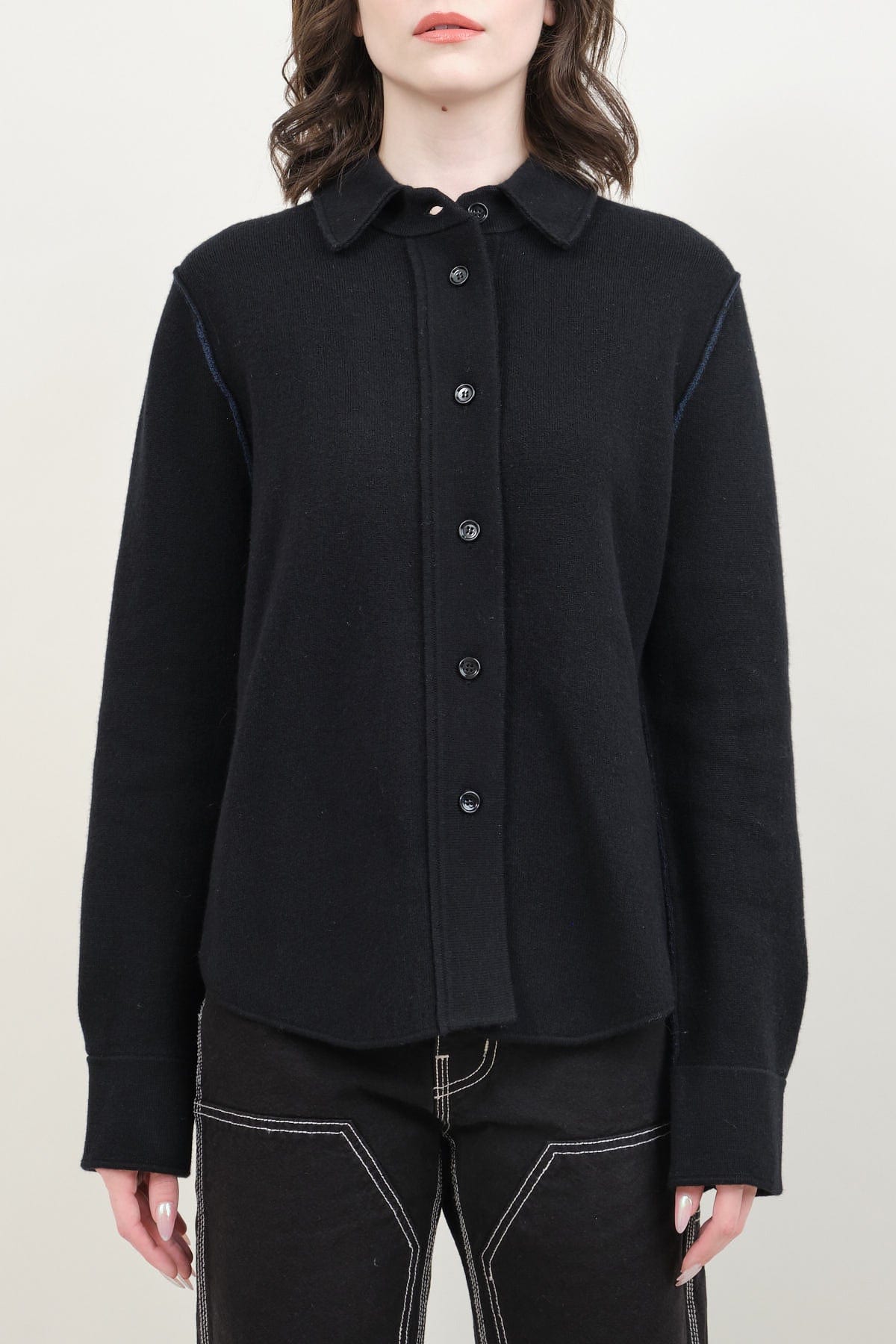 Front of Shirt Jacket in Black