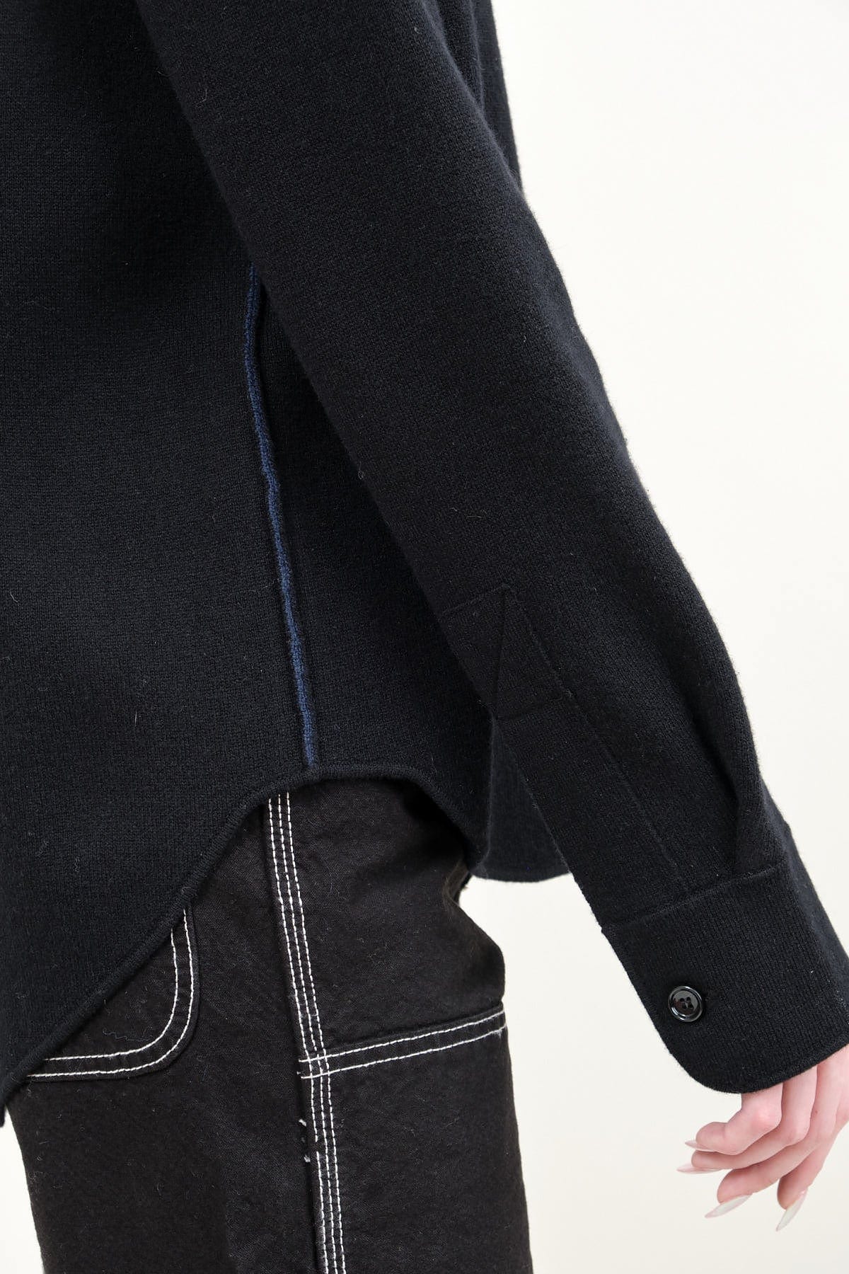 Seam detailing on Shirt Jacket in Black