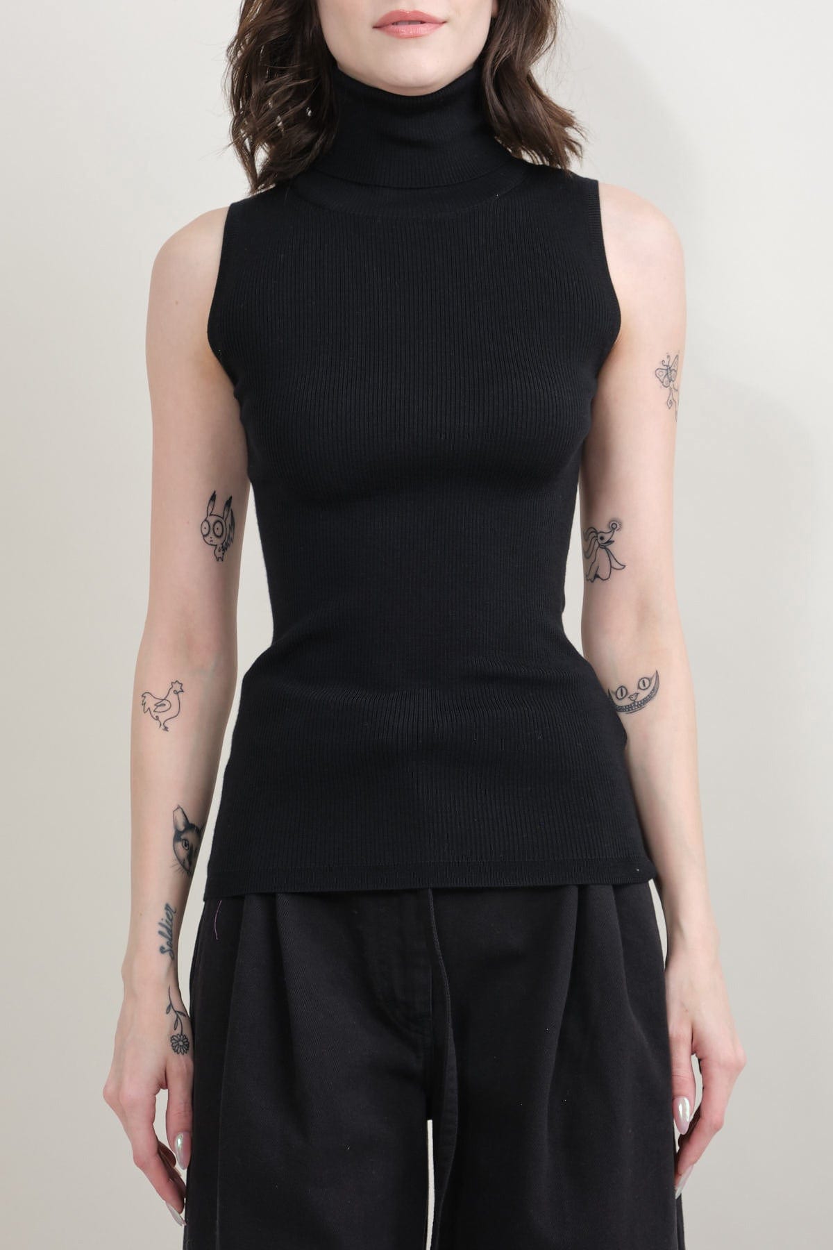 Front of Sleeveless Turtleneck Sweater
