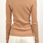 Back of Ribbed Sweater in Camel