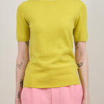 Front of Short Sleeve Sweater in Lime