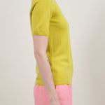 Side of Short Sleeve Sweater in Lime