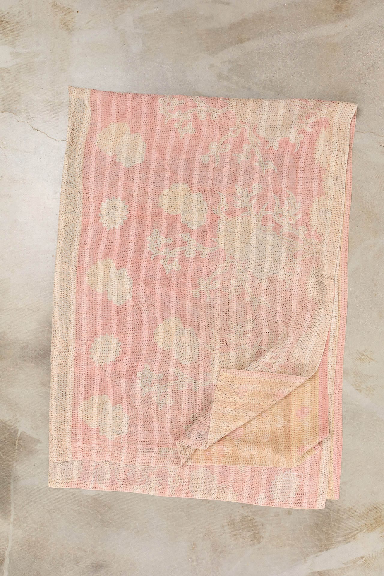 Aloka Home Bedding Hiya Vintage Coverlet Repurposed Textile / 66" L X 90" W
