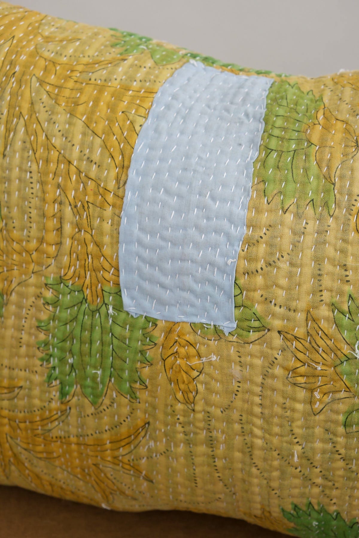 Blue patch on Zantina Pillow
