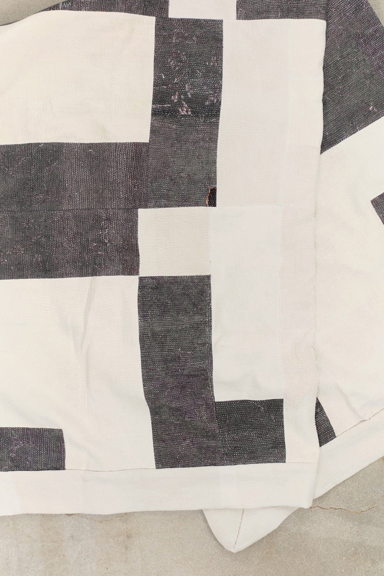 Aloka Home Bedding Mosaic Quilt #3 Repurposed Textile / 61" L X 81" W
