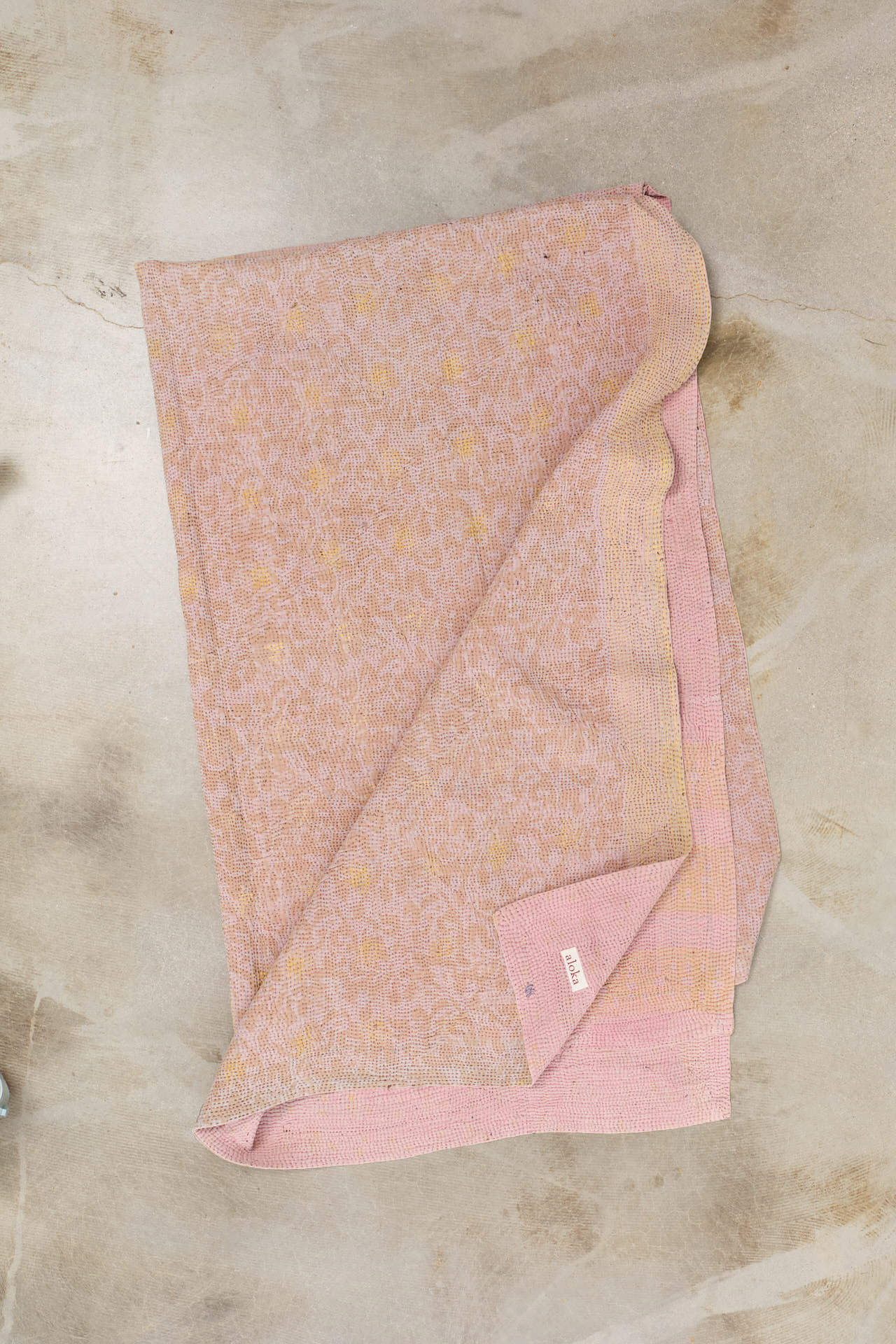 Aloka Home Bedding Tami Vintage Coverlet Repurposed Textile / 60" L X 88" W