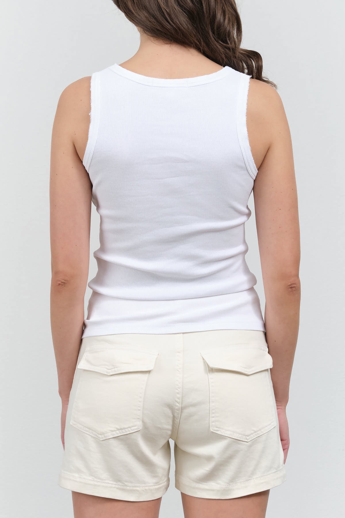 Back view of Angel Rib Tank in White