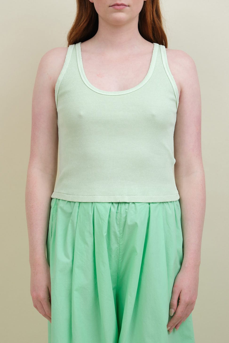 Front of Crop Rib Tank in Kiwi