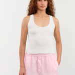 Amo Denim Apparel Womens Blouses Crop Rib Tank in White