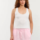 Amo Denim Apparel Womens Blouses Crop Rib Tank in White