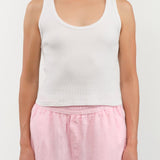 Amo Denim Apparel Womens Blouses Crop Rib Tank in White