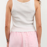 Amo Denim Apparel Womens Blouses Crop Rib Tank in White