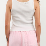 Amo Denim Apparel Womens Blouses Crop Rib Tank in White