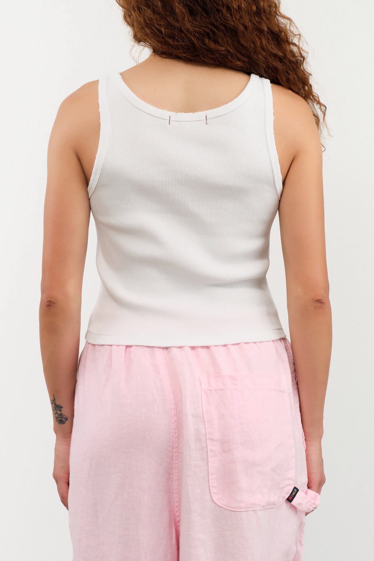 Amo Denim Apparel Womens Blouses Crop Rib Tank in White