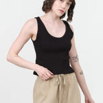 Amo Denim Apparel Womens Blouses Crop Rib Top in Black Black / XSmall