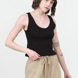 Amo Denim Apparel Womens Blouses Crop Rib Top in Black Black / XSmall