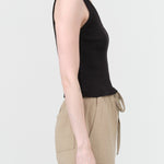 Amo Denim Apparel Womens Blouses Crop Rib Top in Black