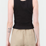 Amo Denim Apparel Womens Blouses Crop Rib Top in Black