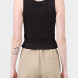 Amo Denim Apparel Womens Blouses Crop Rib Top in Black