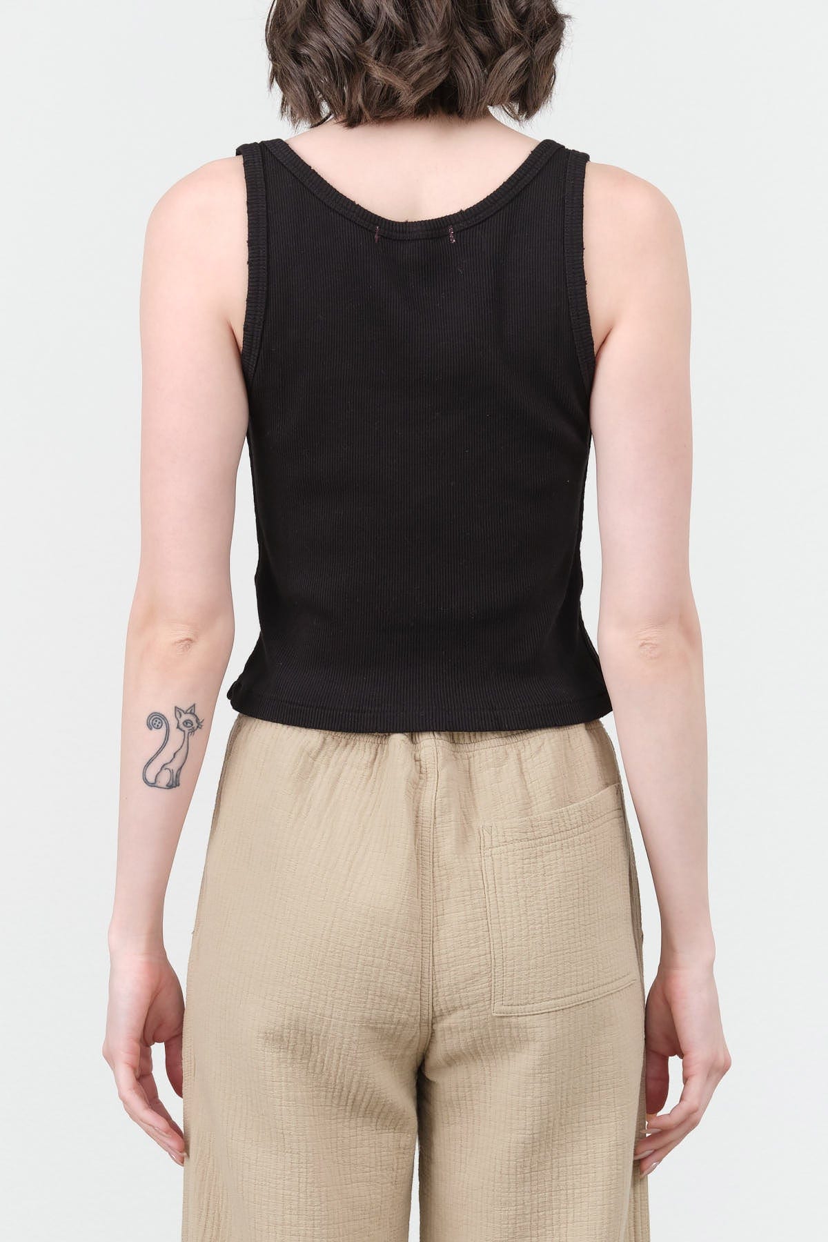 Amo Denim Apparel Womens Blouses Crop Rib Top in Black