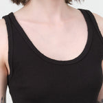 Amo Denim Apparel Womens Blouses Crop Rib Top in Black