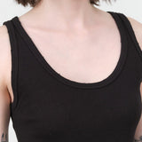 Amo Denim Apparel Womens Blouses Crop Rib Top in Black