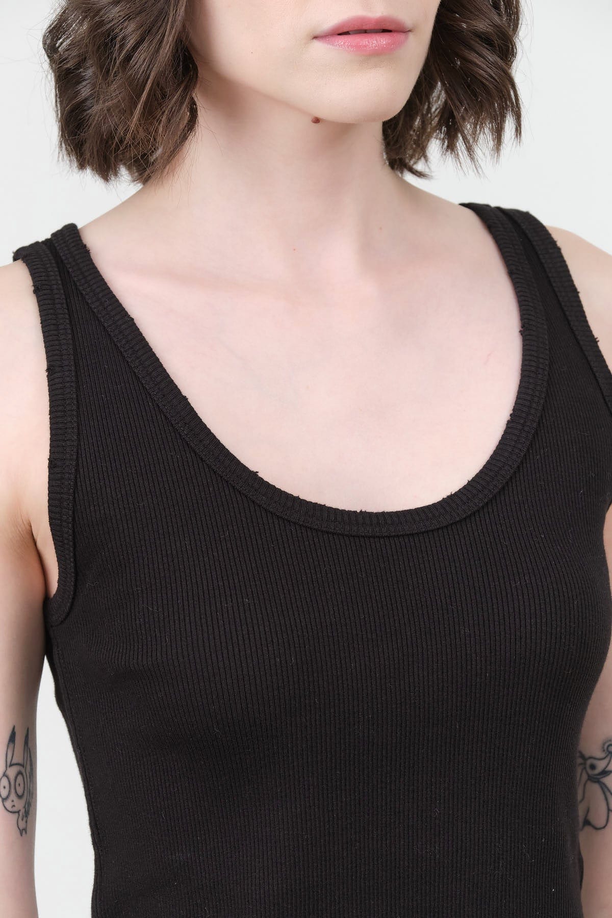 Amo Denim Apparel Womens Blouses Crop Rib Top in Black