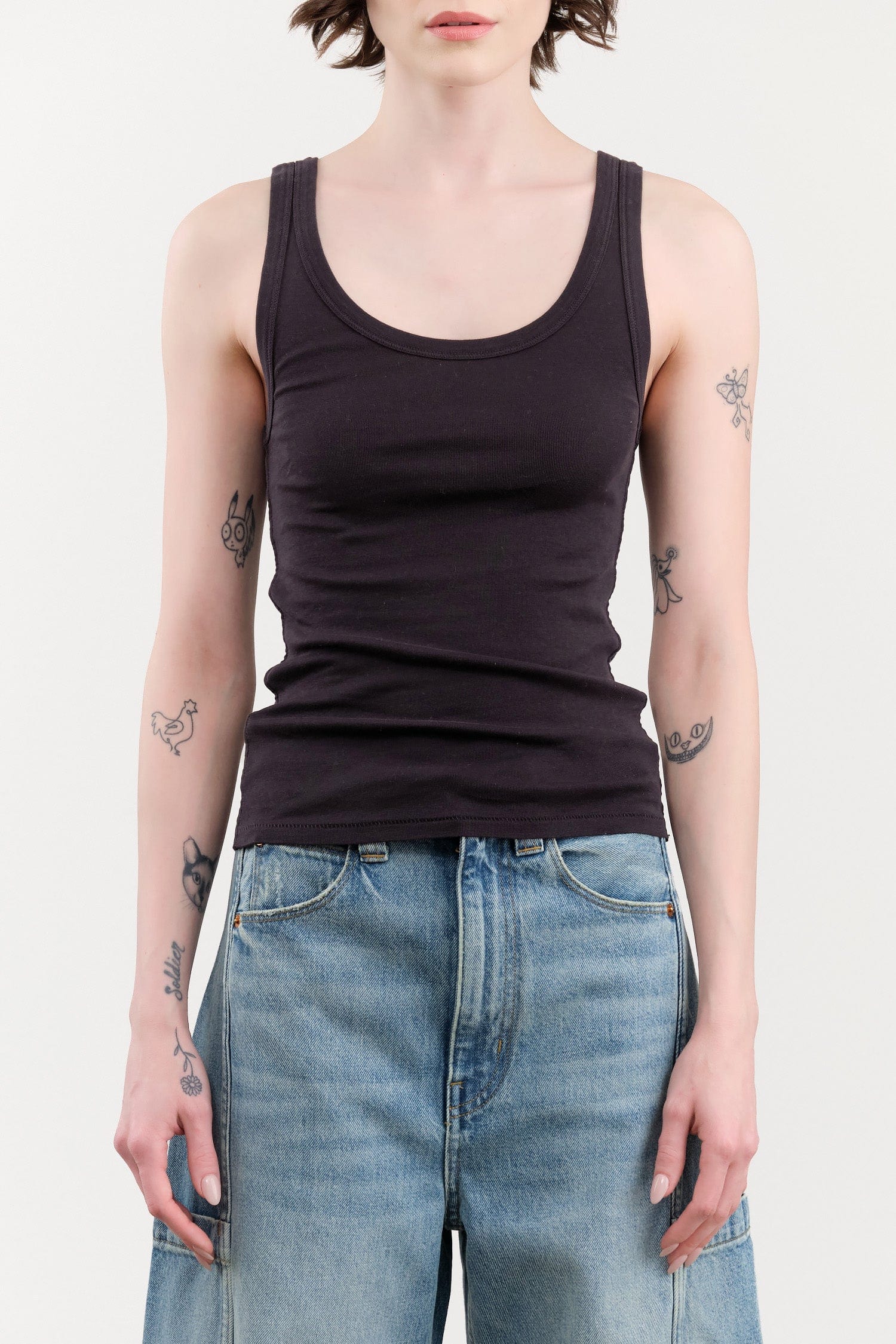 Amo Denim Apparel Womens Tees Layering Tank in Vintage Black