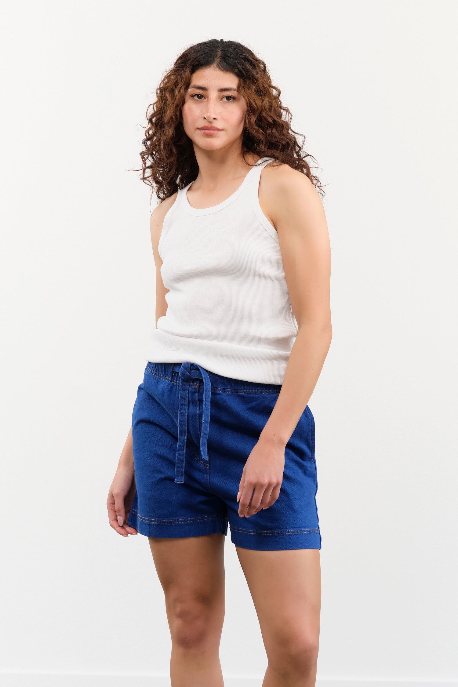 Amo Denim Apparel Womens Tees Long Rib Tank in White