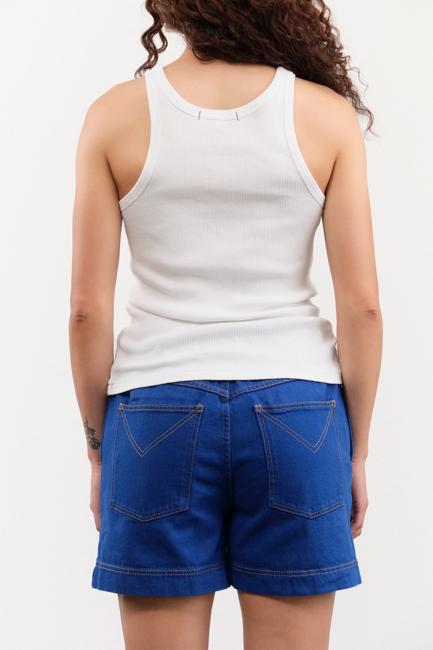 Amo Denim Apparel Womens Tees Long Rib Tank in White