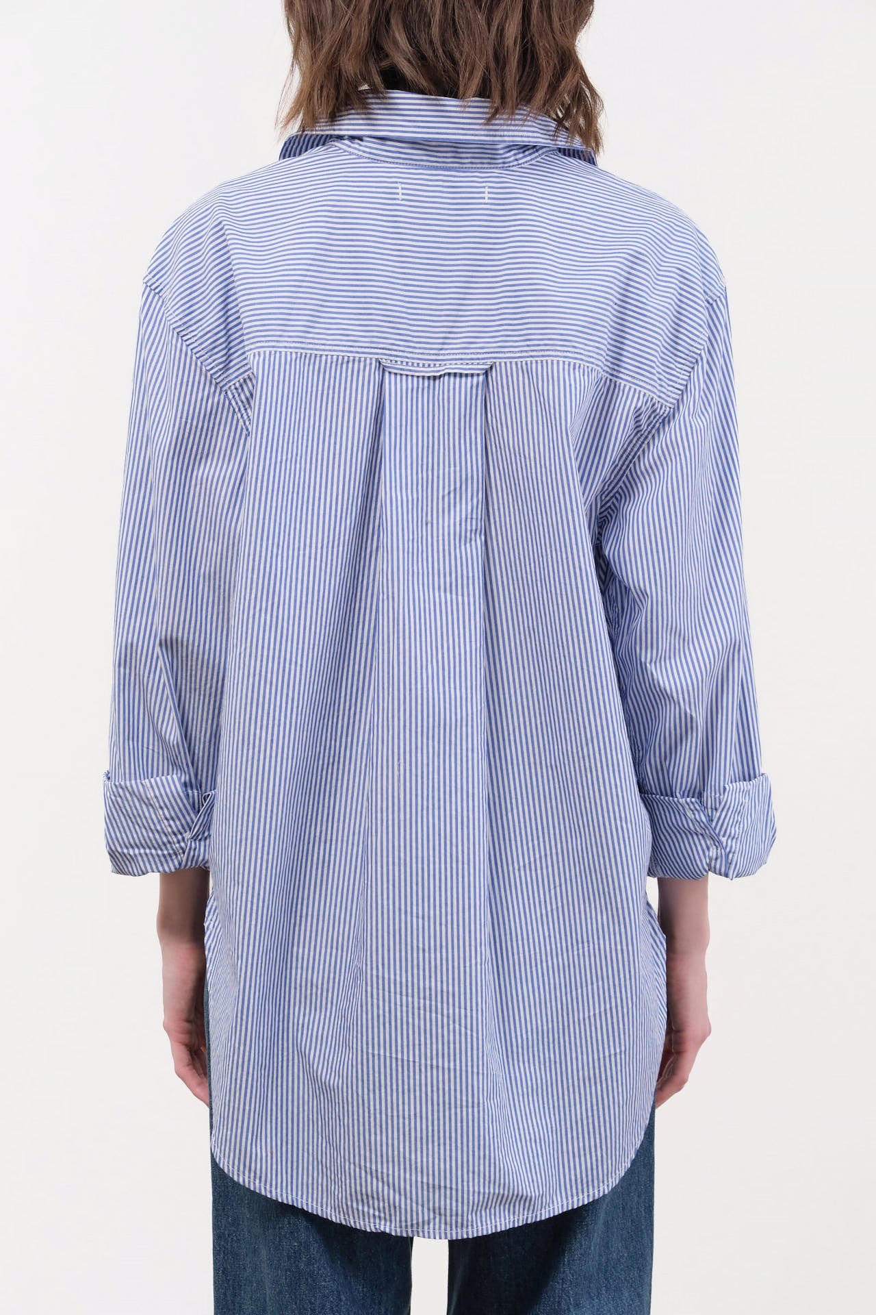 Amo Denim Apparel Womens Blouses Ruth Oversized Shirt in Blue Multi Stripe